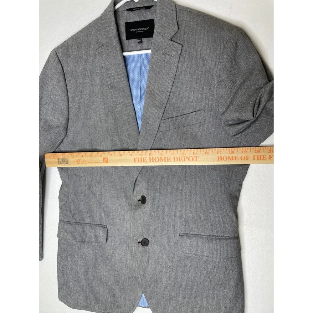 Banana Republic Mens Blazer Tailored Fit Emmetex Italian Fabric 38S Gray